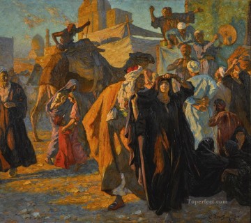 A Street Celebration in Cairo Ludwig Deutsch Orientalism Araber Oil Paintings